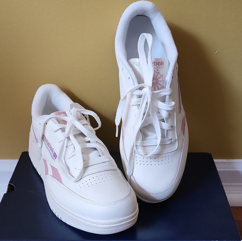 Reebok Club C Double Revenge Classic White and Pink Sneakers - Picture 2 of 14
